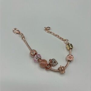 Pandora Style Elegant Rose Gold Charm Bracelet